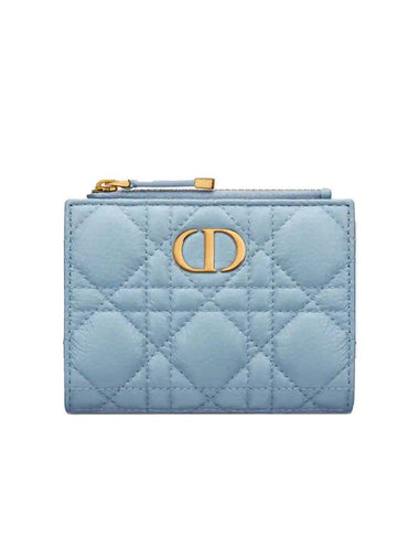 Caro Dahlia Cannage Half Wallet Sky Blue - DIOR - BALAAN 1