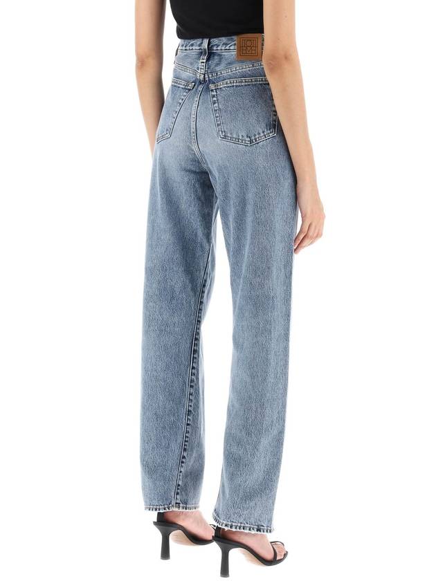 Women's Twisted Seam Denim Straight Jeans Blue - TOTEME - BALAAN 4