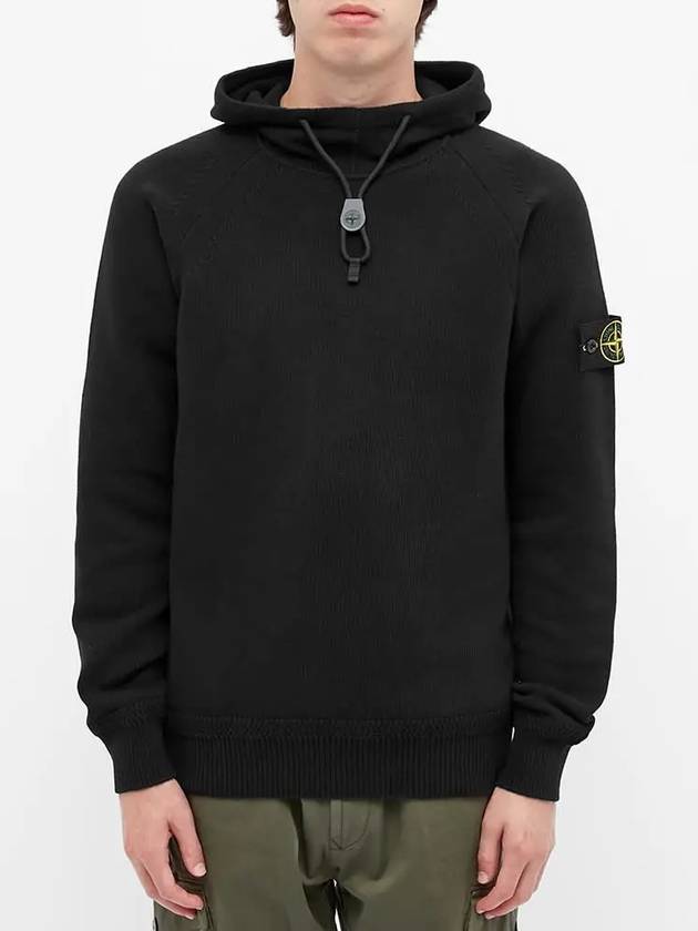 Waffen Hooded Knit Top Black - STONE ISLAND - BALAAN 4