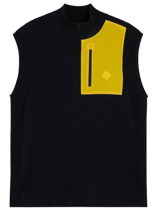 Patch Knitted Vest Black - J.LINDEBERG - BALAAN 2