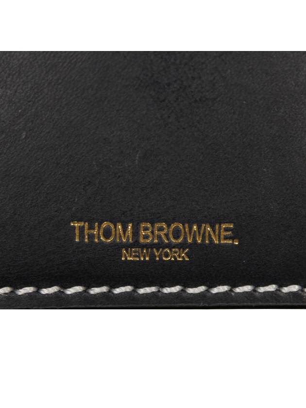 Stitched Vacchetta Card Wallet Navy - THOM BROWNE - BALAAN 8