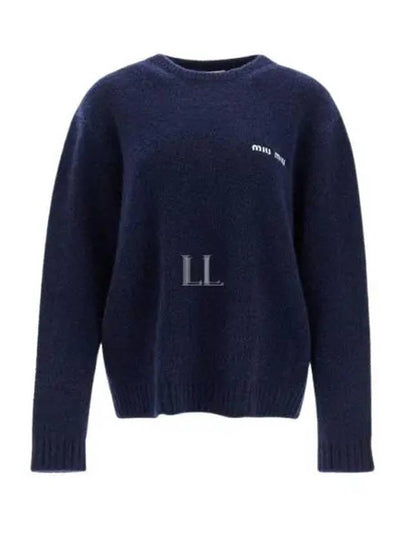 Boucle Cashmere Knit Top Navy - MIU MIU - BALAAN 2