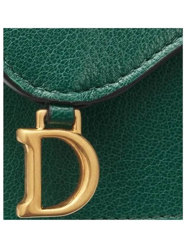 Saddle Bloom Goatskin Flap Card Wallet Pine Green - DIOR - BALAAN 6