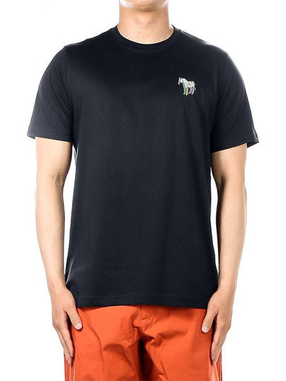 Zebra Print Cotton Short Sleeve T-Shirt Navy - PAUL SMITH - BALAAN 2