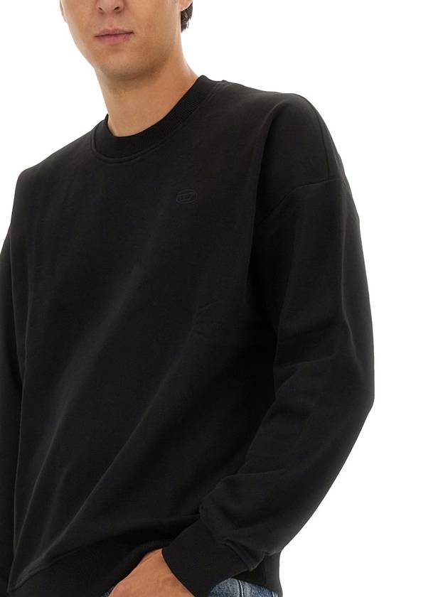 Men's Logo Embroidery Sweatshirt Black - DIESEL - BALAAN 5