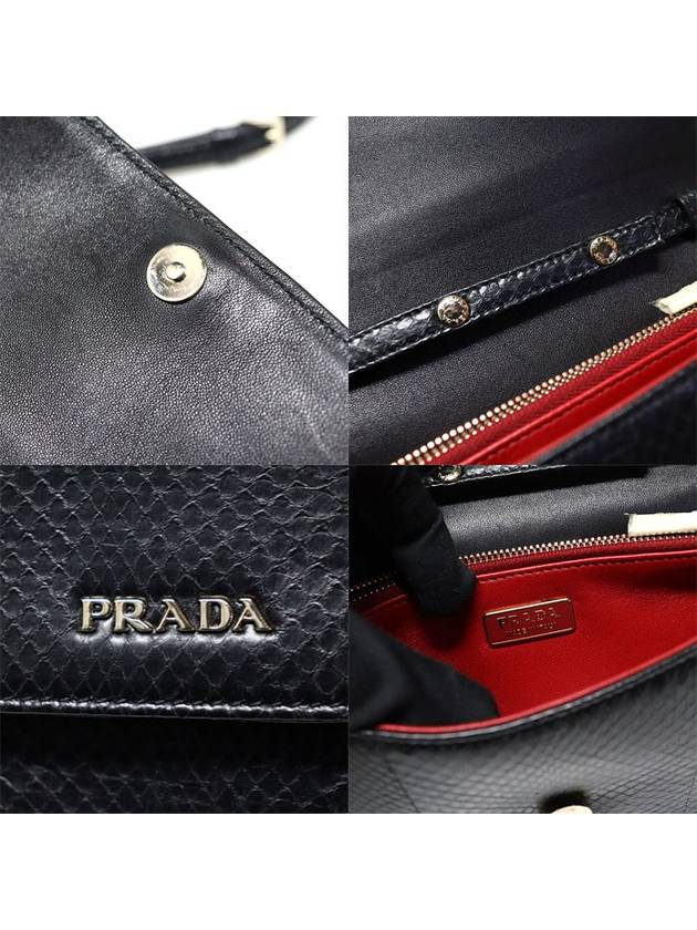 BT1045 Black Python Gold Chain WOC Flap Cross Bag - PRADA - BALAAN 7