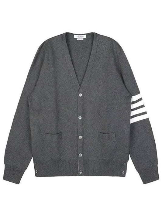 Milano Stitch 4-Bar Cardigan Medium Grey - THOM BROWNE - BALAAN 2