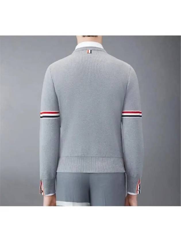 Men's Milan Stitch Armband Crew Neck Knit Top Light Grey - THOM BROWNE - BALAAN 3