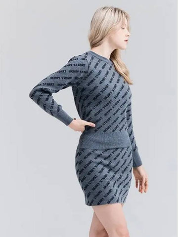 Golf Diagonal Logo Knit Skirt Gray - HENRY STUART - BALAAN 1