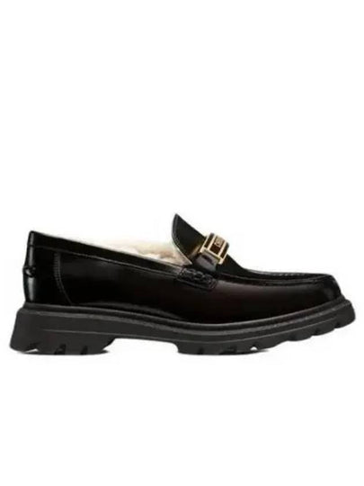 Code Brushed Calfskin Shearling Loafer Black - DIOR - BALAAN 2