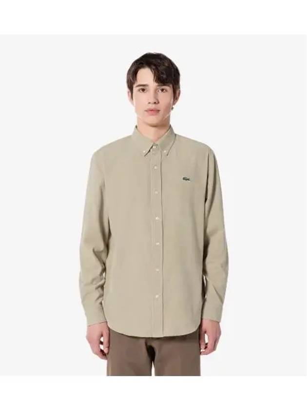 Men s Corduroy Solid Shirt Beige - LACOSTE - BALAAN 1