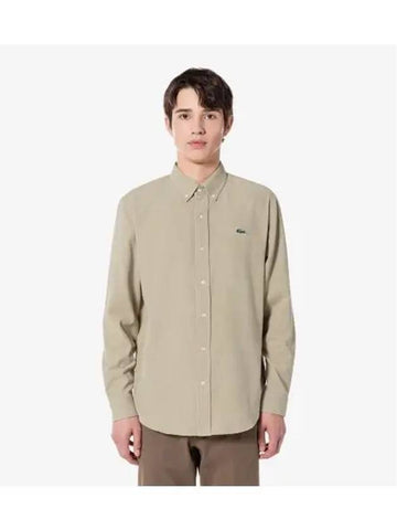 Men s Corduroy Solid Shirt Beige - LACOSTE - BALAAN 1