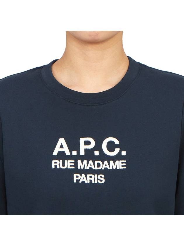 Women's TINa Logo Sweat Sweatshirt Navy - A.P.C. - BALAAN 6