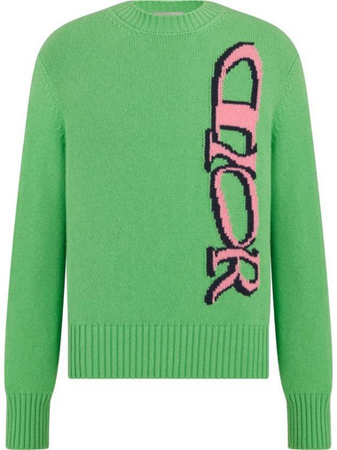 Logo Cashmere Knit Top Green - DIOR - BALAAN 1