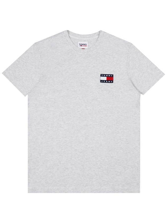 Denim Logo Badge Short Sleeve T-Shirt Gray - TOMMY HILFIGER - BALAAN 1