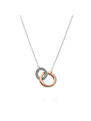 Signature Intertwined Circle Two-Tone Necklace Silver Rose Gold - PANDORA - BALAAN 1