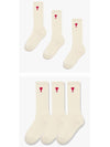 Chain Stitch Heart Logo Socks Offwhite - AMI - BALAAN 5