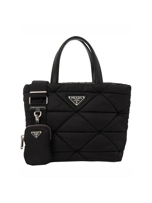 Triangle Logo Re-Nylon Padded Tote Bag Black - PRADA - BALAAN 1