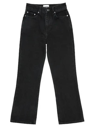 Flare Fit Cropped Jeans Black - GANNI - BALAAN 2