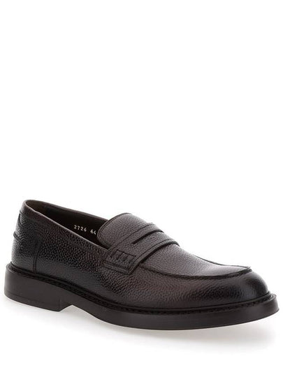 'Adler' Brown Slip-On Loafers In Hammered Leather Man - DOUCAL'S - BALAAN 2