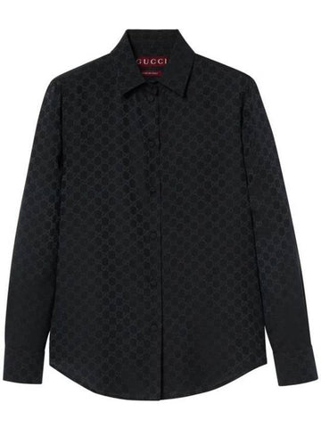 GG Crepe Silk Long Sleeve Shirt Black - GUCCI - BALAAN 1