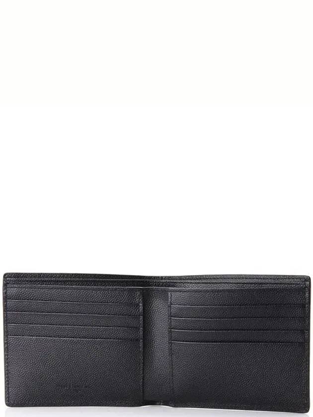 Classic Logo Textured Leather Half Wallet Black - SAINT LAURENT - BALAAN 5