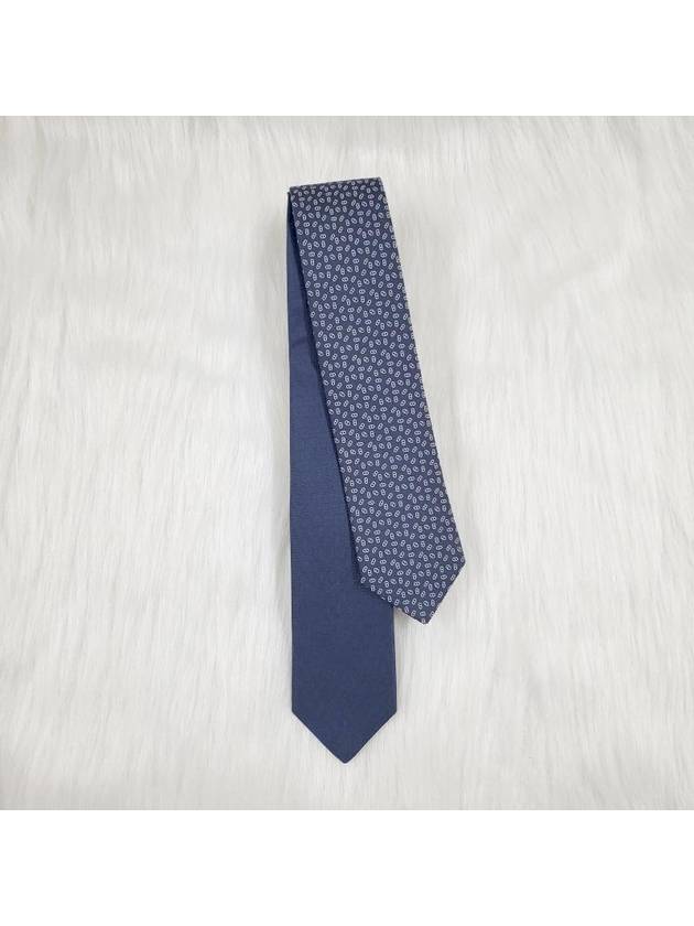 Men's Double 6 Tissee Maillon Tie Gris - HERMES - BALAAN 2