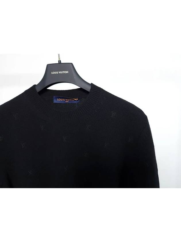 Embroidered Signature Merino Crew Neck Knit Top Black - LOUIS VUITTON - BALAAN 4