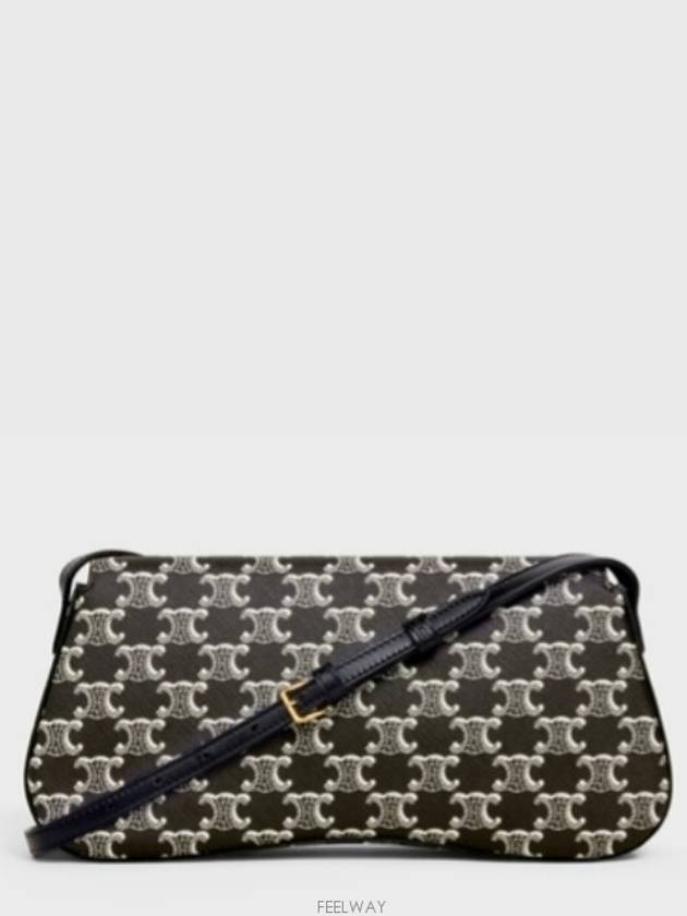 Medium Lola Triomphe Canvas Two-Tone Shoulder Bag Black - CELINE - BALAAN 6