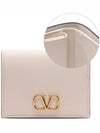 Compact V Logo Signature Calfskin Half Wallet Ivory - VALENTINO - BALAAN 3