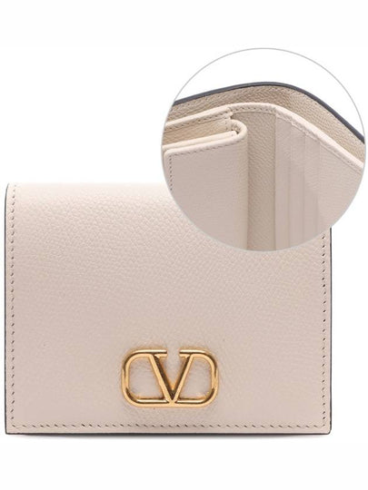 Compact V Logo Signature Calfskin Half Wallet Ivory - VALENTINO - BALAAN 2