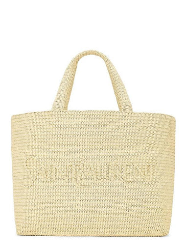 Raffia Tote Bag Beige - SAINT LAURENT - BALAAN 1