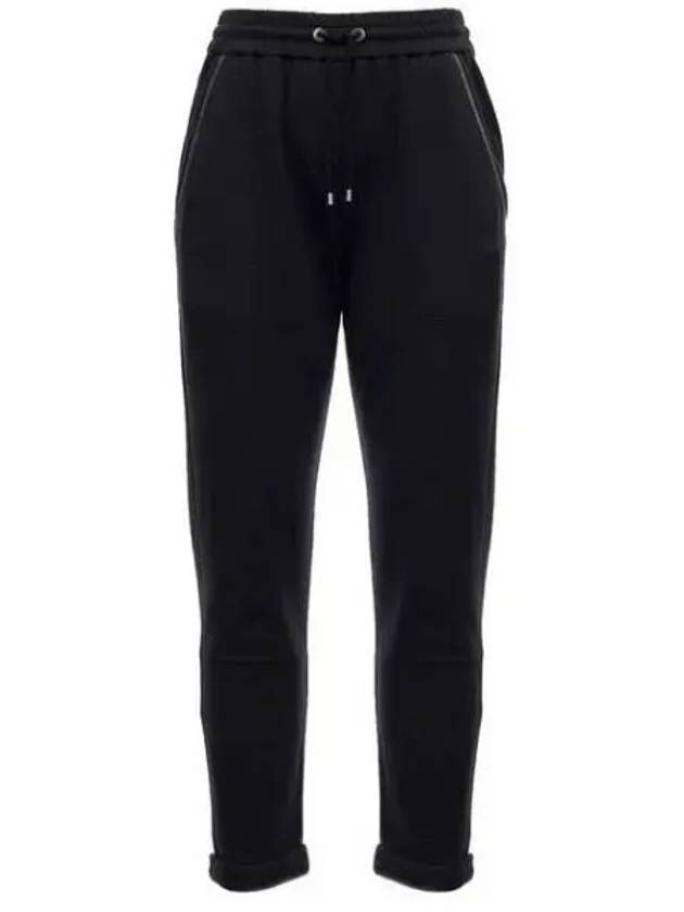 Cotton Silk Fleece Track Pants Black - BRUNELLO CUCINELLI - BALAAN 2