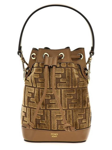 Mon Tresor FF Jacquard Velvet Mini Bucket Bag Brown - FENDI - BALAAN 1