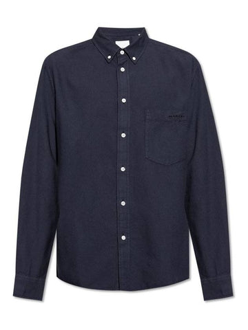 Jasolo Button Up Long Sleeve Shirt Navy - ISABEL MARANT - BALAAN 1