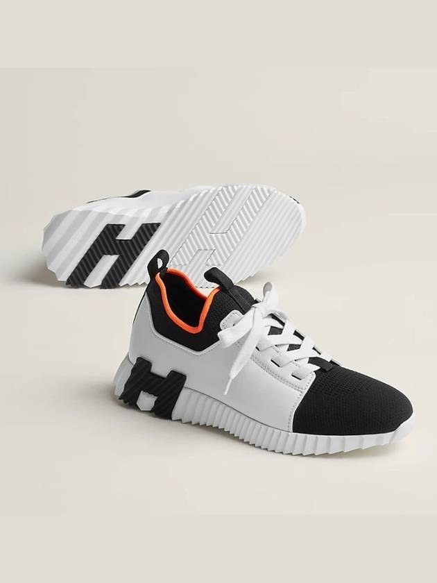 Depart Knit Low Top Sneakers Black White - HERMES - BALAAN 2