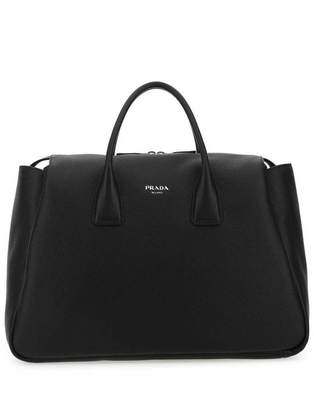 Logo Leather Travel Duffel Bag Black - PRADA - BALAAN 2