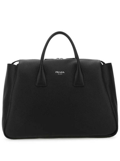 Logo Leather Travel Duffel Bag Black - PRADA - BALAAN 2