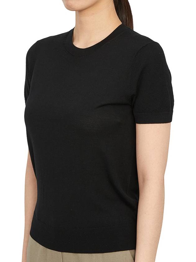 Women's Regal Wool Slim Crew Neck Short Sleeve T-Shirt Black - THEORY - BALAAN 3