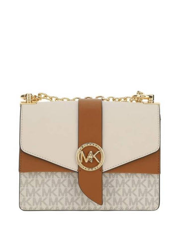 Greenwich Small Color Block Logo Saffiano Leather Cross Bag White - MICHAEL KORS - BALAAN 1