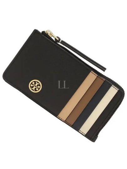 Robinson Logo Embellished Leather Card Wallet Black - TORY BURCH - BALAAN 2