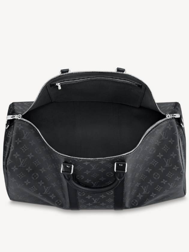 Keepall 55 Bandouliere Monogram Eclipse Duffel Bag Black - LOUIS VUITTON - BALAAN.