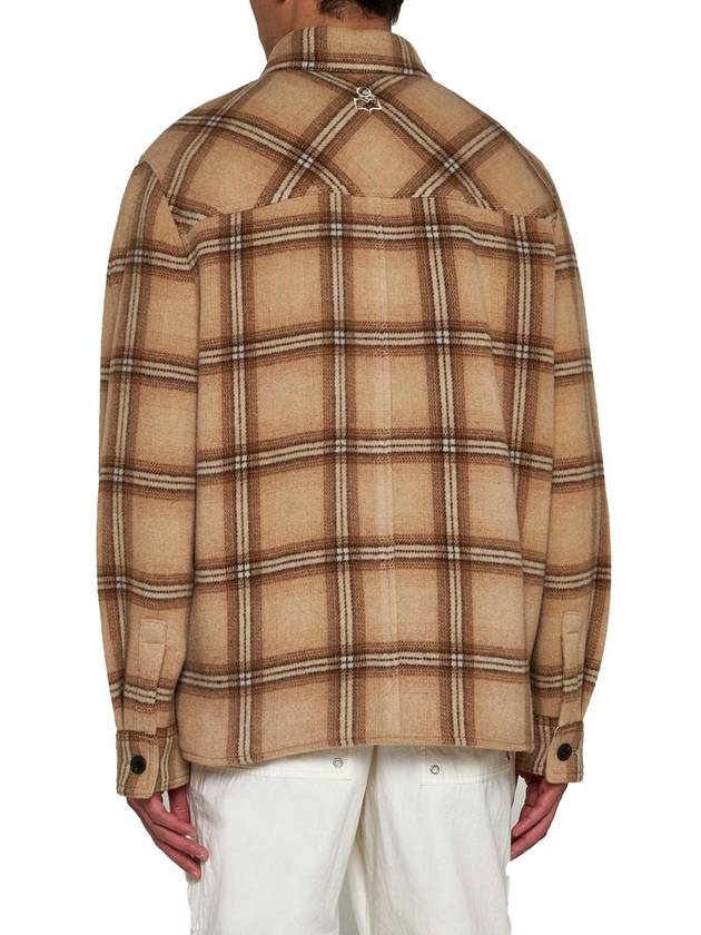 Kervon Check Wool Shirt Jacket Camel - ISABEL MARANT - BALAAN 4