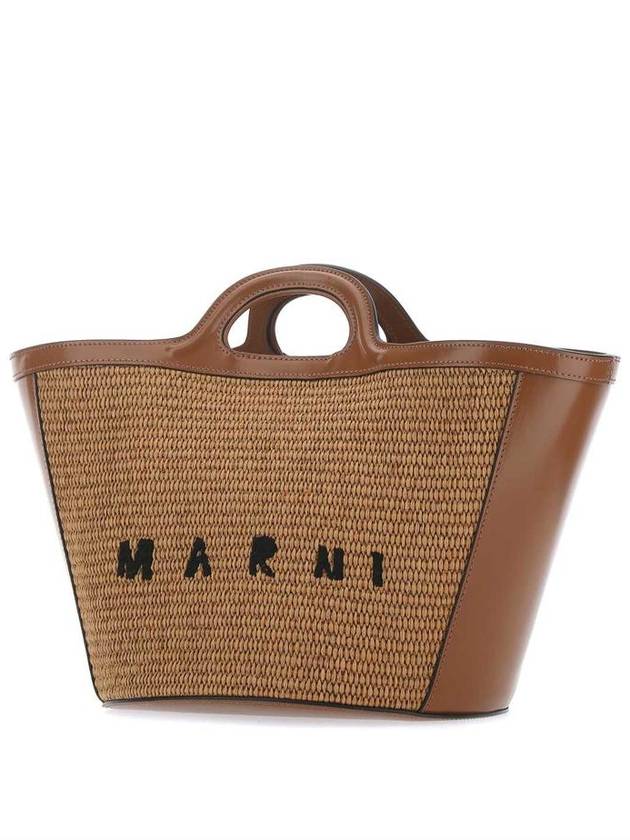 Leather Raffia Tropicalia Tote Bag Rosiena - MARNI - BALAAN 3