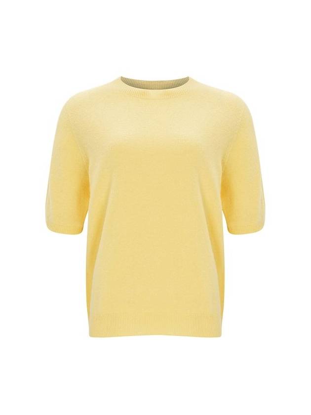 100% Wool Round Neck Sleeve Sweater Yellow C3KPO74YE - CALLAITE - BALAAN 1