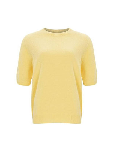 100% Wool Round Neck Sleeve Sweater Yellow C3KPO74YE - CALLAITE - BALAAN 1