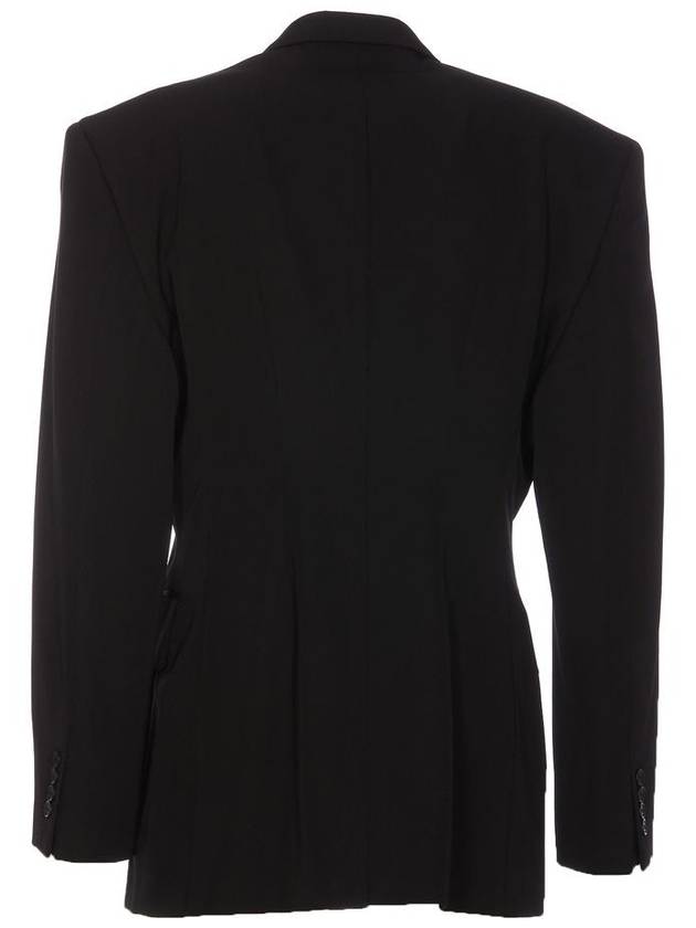 Cinched Double Breasted Wool Jacket Black - BALENCIAGA - BALAAN 3