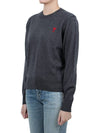 Heart Logo Crew Neck Merino Wool Knit Top Grey - AMI - BALAAN 4