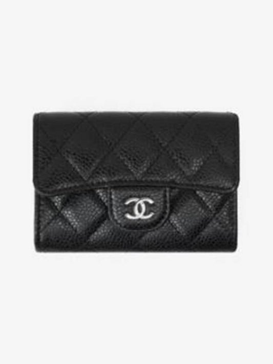 Classic Card Holder Grained Calfskin Silver Black - CHANEL - BALAAN 2