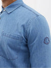 Point collar button front logo patch denim shirt blue 2F00004 596RT 77A - MONCLER - BALAAN 4